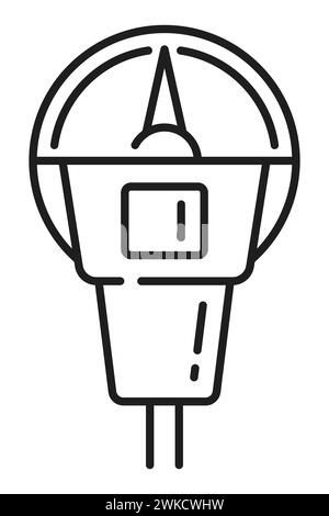Parking meter line icon of automatic garage service, parkometer vector linear sign. Automated parking pictogram of parkometer ticket machine for parking guidance and information or PGI system app Stock Vector
