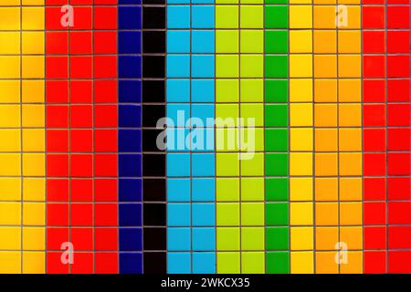 Abstract backdrop made from small multicolored glossy tiles. Stock Photo