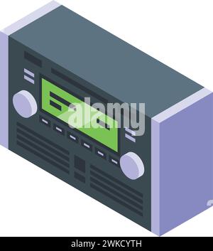 Car control center icon isometric vector. Loud radio player. Logo volume Stock Vector