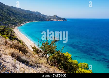 Pefkoulia beach near the Agios Nikitas village on Lefkada, Greece Stock Photo