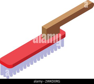 Handle cleaning brush icon isometric vector. Web furniture. Wash body Stock Vector