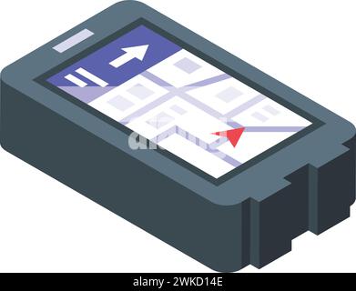Gps bike computer icon isometric vector. Gear equipment. Distance race Stock Vector
