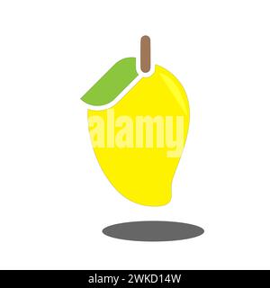 Art illustration sign logo vector symbol icon of yellow mango Stock Vector