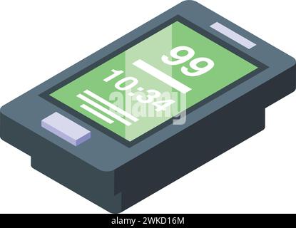 Green display bike computer icon isometric vector. Device equipment. Cycle vehicle Stock Vector