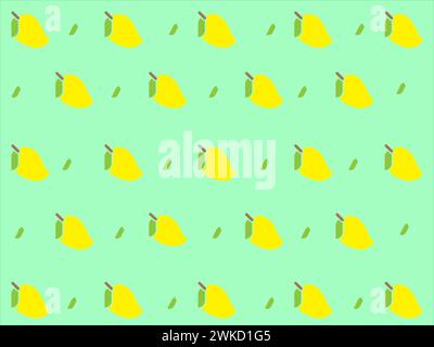 Art illustration sign logo vector symbol icon background pattern fruits of yellow mango Stock Vector