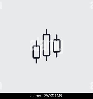 Candlestick icon in linear style. financial graphic, investment profit trade. Stock vector illustration isolated on white background. Stock Vector