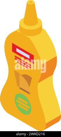 Quesadilla sauce bottle icon isometric vector. Bread vegetable. Menu party Stock Vector