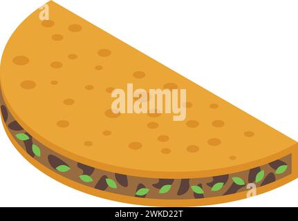 Breakfast quesadilla icon isometric vector. Meat menu. Corn breakfast Stock Vector