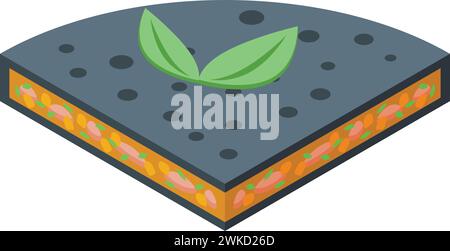 Black color quesadilla icon isometric vector. Snack lunch. Healthy vegetable Stock Vector