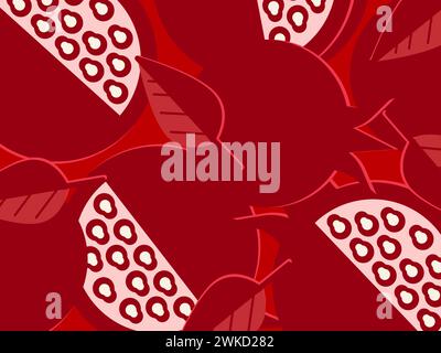 art illustration background pattern seamless icon symbol logo wallpaper of pomegranate fruits Stock Vector