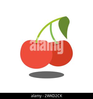 Art illustration sign logo fruits vector symbol icon of cherry Stock Vector