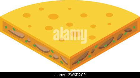 Quesadilla dish icon isometric vector. Meat chicken. Party menu beef Stock Vector