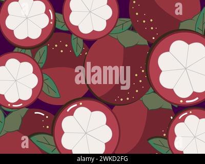 art illustration background pattern seamless icon symbol logo wallpaper of pink mangosteen fruits Stock Vector