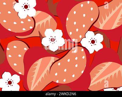 art illustration background pattern seamless icon symbol logo wallpaper of strawberry fruits sliced Stock Vector