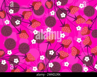 art illustration background pattern seamless icon symbol logo wallpaper of strawberry fruits sliced Stock Vector