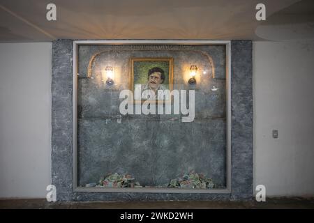 Medellin, Colombia - December 9, 2023: Memorial of famous drug dealer Pablo Escobar in Open-air museum. Stock Photo