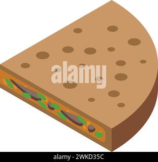 Meat quesadilla icon isometric vector. Vegetable mexican. Snack lunch Stock Vector