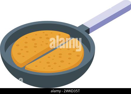 Quesadilla frying pan icon isometric vector. Meet healthy corn. Menu party Stock Vector