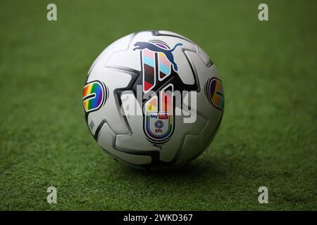 PUMA Rainbow LBGTQ+ Orbita Official Match Ball for the EFL 2023/24 Season in  - Swansea City v Ipswich Town, Sky Bet Championship, Swansea.com Stadium, Swansea, UK - 17th February 2024 Editorial Use Only - DataCo restrictions apply Stock Photo