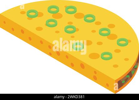 Half quesadilla icon isometric vector. Bread vegetable. Travel menu party Stock Vector