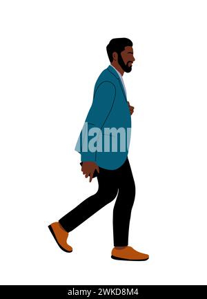 Bearded caucasian man side view black and white 2D vector avatar ...