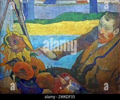 Vincent van Gogh painting Sunflowers (1888) by Paul Gauguin (1848-1903) Stock Photo