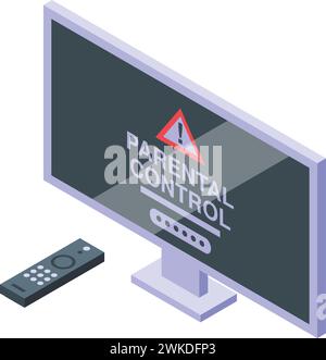 Tv parental control icon isometric vector. Children online. Media internet safe Stock Vector