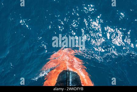 Bulbous bow of sailing cruise ship. Stock Photo