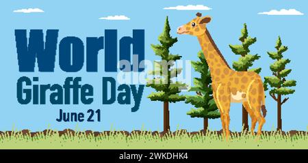 Vector graphic of a giraffe on World Giraffe Day Stock Vector