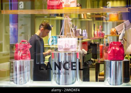 March 03, 2023. Moscow Central store. Lancel store window, iconic French luxury leather goods house based in Paris Stock Photo