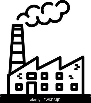 Industrial building factory icon symbol. Outline vector illustration Stock Vector