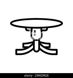 Art illustration symbol icon furniture logo household design sketch hand draw of round table Stock Vector