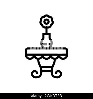 Art illustration symbol icon furniture logo household design sketch hand draw of pot table Stock Vector