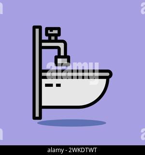 Art illustration symbol icon furniture logo household design sketch hand draw of sink Stock Vector