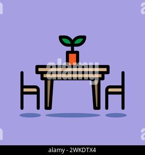 Art illustration symbol icon furniture logo household design sketch hand draw of pot table Stock Vector