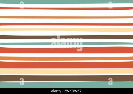 Stripes seamless pattern on white background. Rectangle background with distorted stripes in the style of the 60s and 70s. Vintage retro wallpaper. Gr Stock Vector
