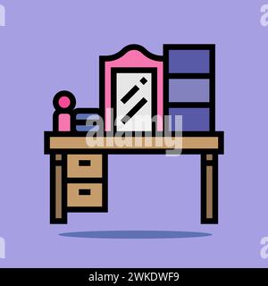 Art illustration symbol icon furniture logo household design sketch hand draw of shelves table Stock Vector
