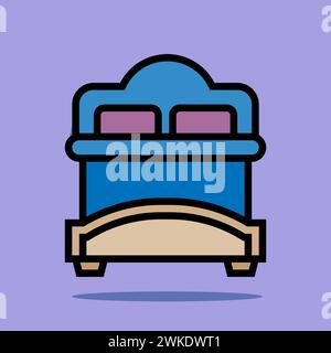 Art illustration symbol icon furniture logo household design sketch hand draw of bed rest Stock Vector