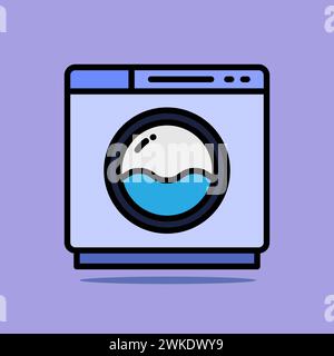 Art illustration symbol icon furniture logo household design sketch hand draw of washing machine Stock Vector