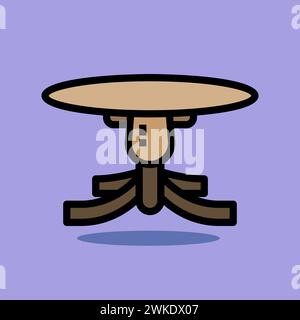 Art illustration symbol icon furniture logo household design sketch hand draw of round table Stock Vector