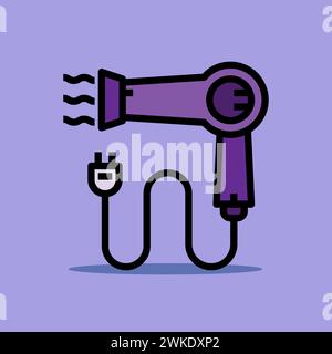Art illustration symbol icon furniture logo household design sketch hand draw of hair dryer Stock Vector