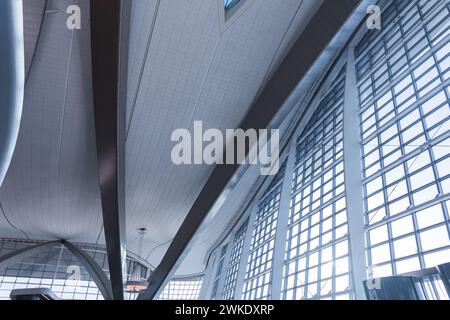 Beautiful modern interior in the airport lobby. Travel and check in Stock Photo