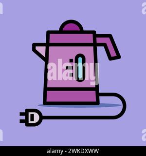 Art illustration symbol icon furniture logo household design sketch hand draw of drik tea pot heater Stock Vector