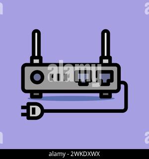 Art illustration symbol icon furniture logo household design sketch hand draw of wifi router Stock Vector