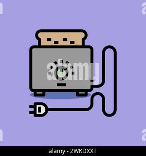 Art illustration symbol icon furniture logo household design sketch hand draw of toast roaster Stock Vector