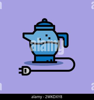 Art illustration symbol icon furniture logo household design sketch hand draw of drik tea pot heater Stock Vector