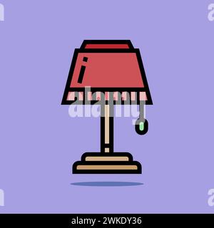 Art illustration symbol icon furniture logo household design sketch hand draw of night lamp Stock Vector