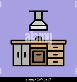 Art illustration symbol icon furniture logo household design sketch hand draw of kitchen cabinets Stock Vector