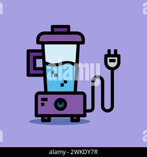 Art illustration symbol icon furniture logo household design sketch hand draw of juice blender Stock Vector