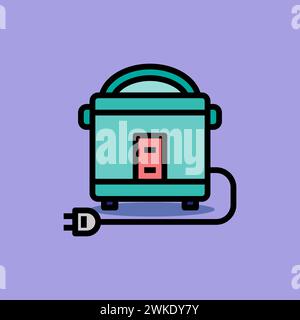 Art illustration symbol icon furniture logo household design sketch hand draw of rice cooker Stock Vector
